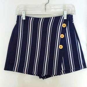 Navy Blue and White Stripes Skort